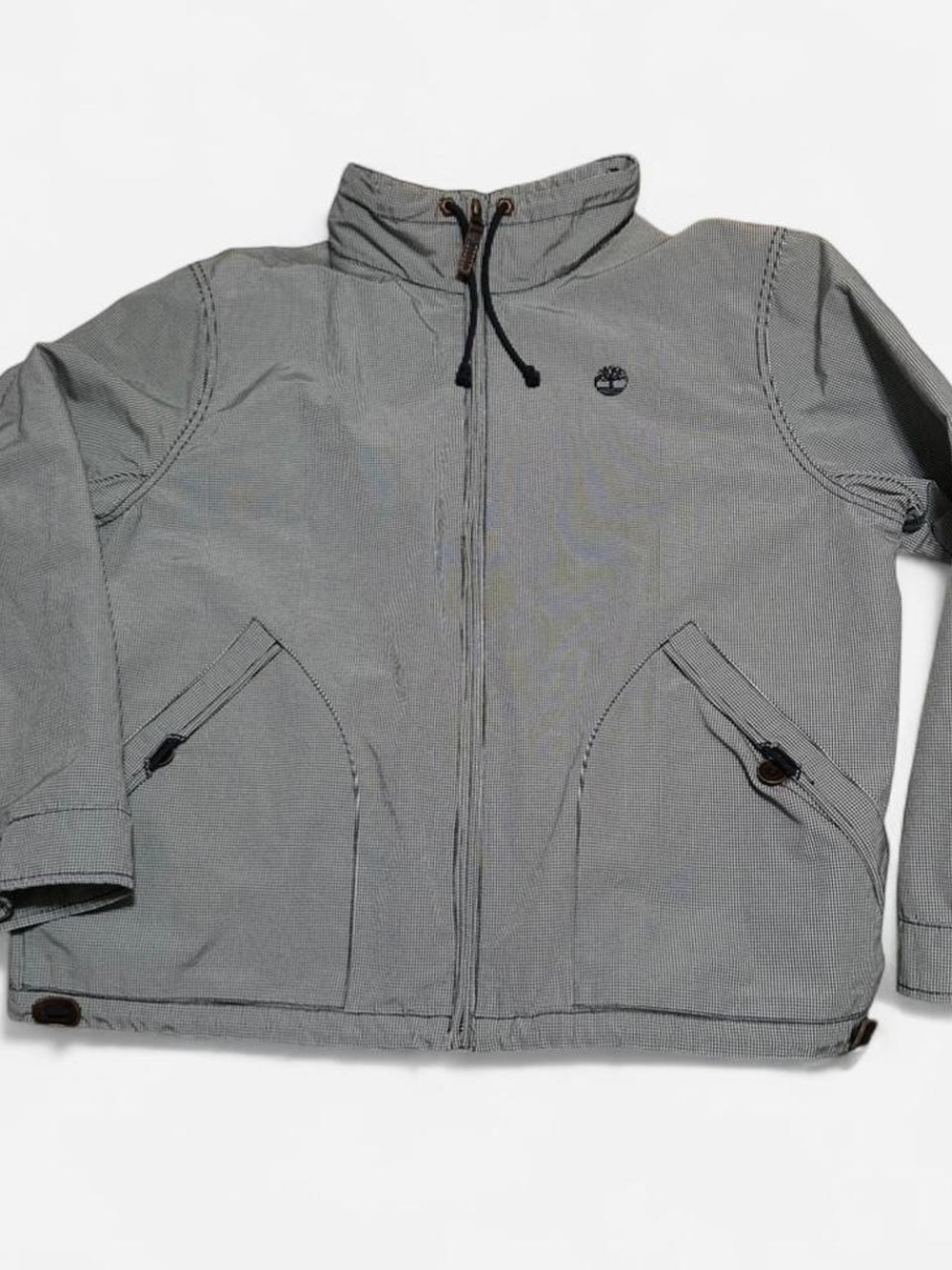 Timberland Woman’s Light Gray Zip-Up Shirt Jacket with Stand Collar